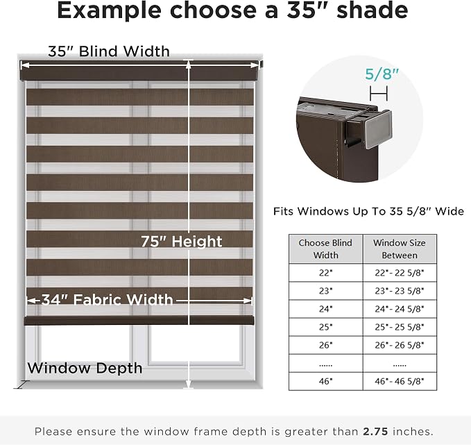 Joydeco No Drill Zebra Blinds for Windows, Cordless Day & Night Dual Sheer - Image 3