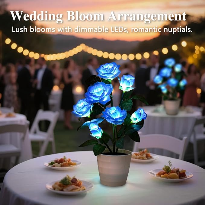 Artificial Blue Rose Flower Lamp LED Lights, Flower Table Lamp - Image 5