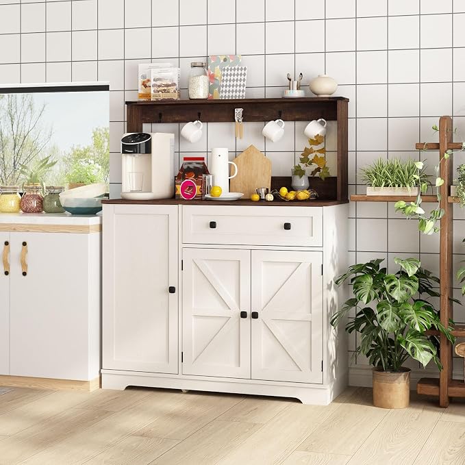 Wnutress Farmhouse Coffee Bar Cabinet - Image 7