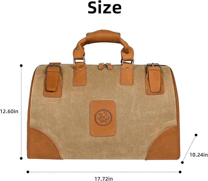 Water Resistant Canvas + Leather Travel Luggage Tote Duffle Gym Suitcase - Image 5