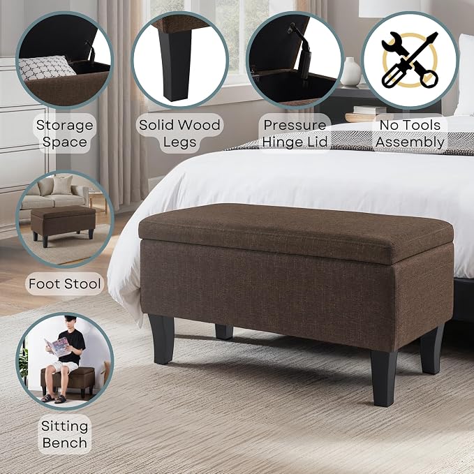 Convenience Concepts Designs4Comfort Winslow Storage Ottoman Bench 32" - Image 3