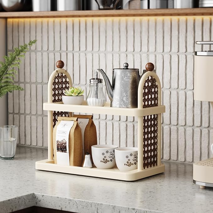 NiHome Matcha Station Organizer Shelf, Plastic Countertop Mug Cup Bottle - Image 3