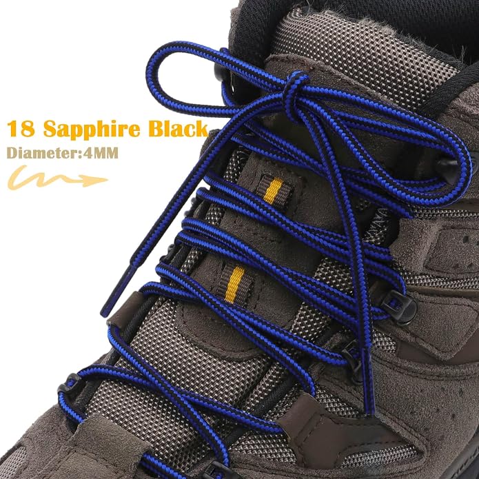 DELELE 2 Pair Round Boot Laces Outdoor Hiking Walking Shoelaces Dual Coloured - Image 2