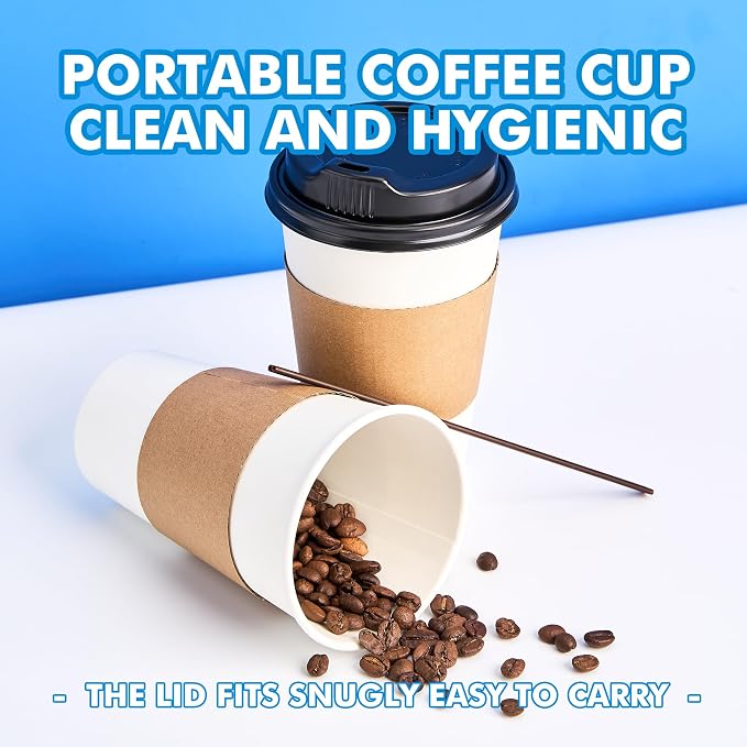RACETOP 16 oz 100 Pack Disposable Paper Coffee Cups - Image 8