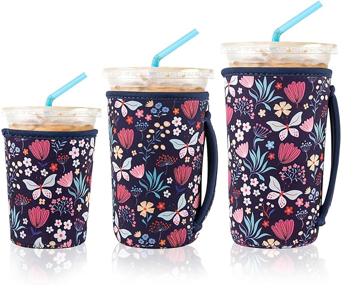 KJQJLY 3 Reusable Iced Coffee Sleeves by KJQJLY
