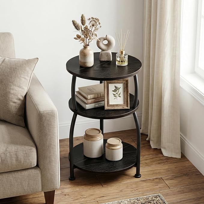 Round Side Table, 3-Tier End Table - Image 4