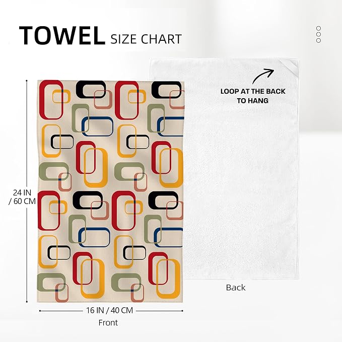 Retro Kitchen Towels with Hanging Loop, Mid Century Modern Dish Towel - Image 2