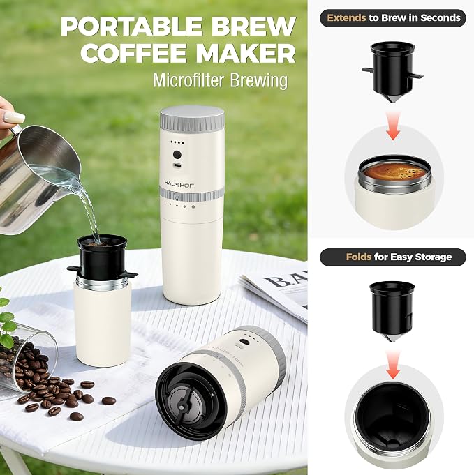 HAUSHOF Portable Coffee Grinder, Camping Coffee Makers, Portable Burr Coffee - Image 4