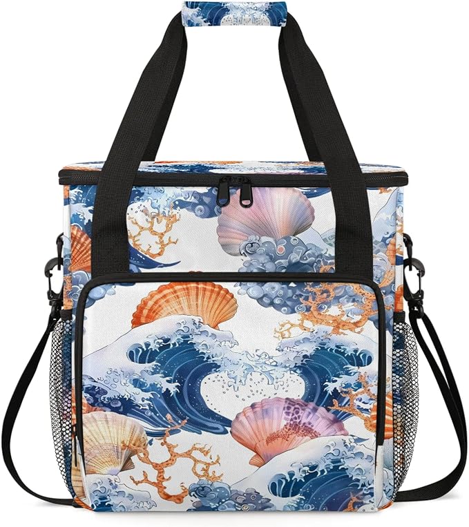 Nautical Coastal Starfish Seashell Coffee Maker Carring Bag, Large Insulated by Home