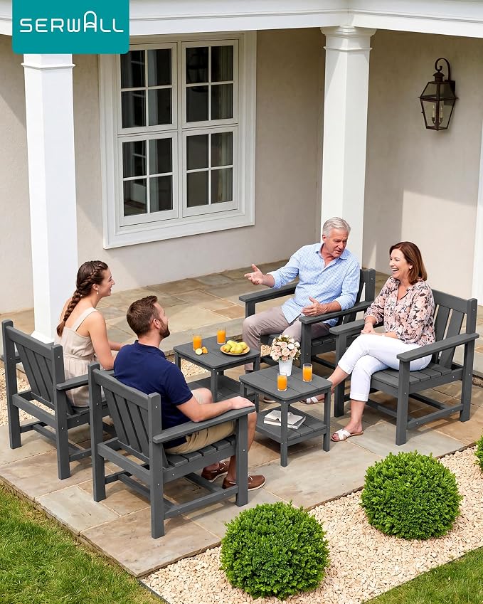 SEWRWALL Patio Furniture Set, HDPE Material All Weather Use Adirondack Chair Set - Image 2