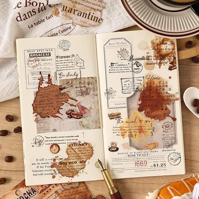 40pcs PET Transparent Clear Coffee Stain Quotes Stickers Decals Bulk Vinyl - Image 2
