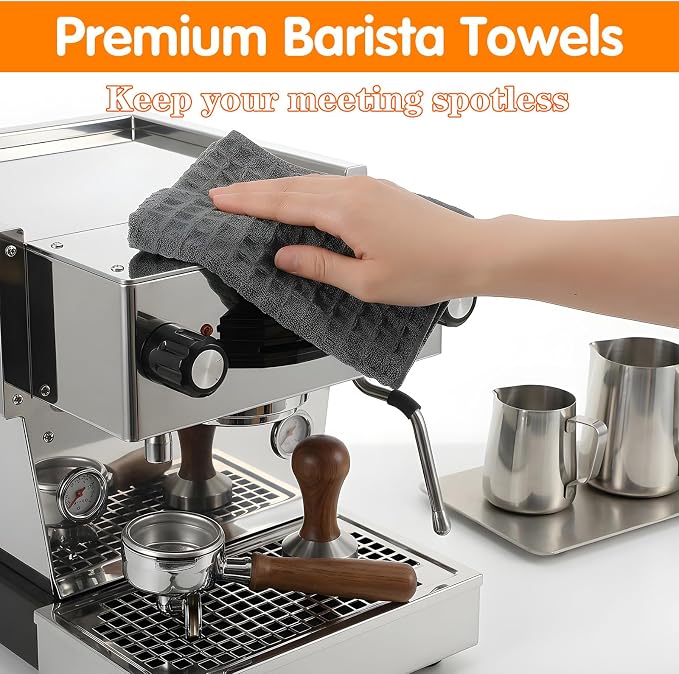 2Pcs 12''x12'' Barista Towels Waffle Microfiber Towel Espresso Machine Cloth - Image 3