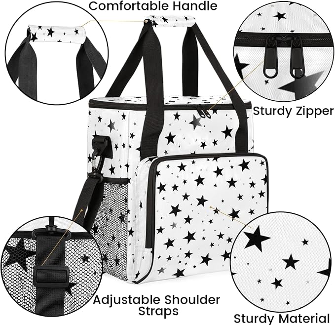 Geometric Stars Coffee Maker Carring Bag, Large Insulated Storage Organizer - Image 6