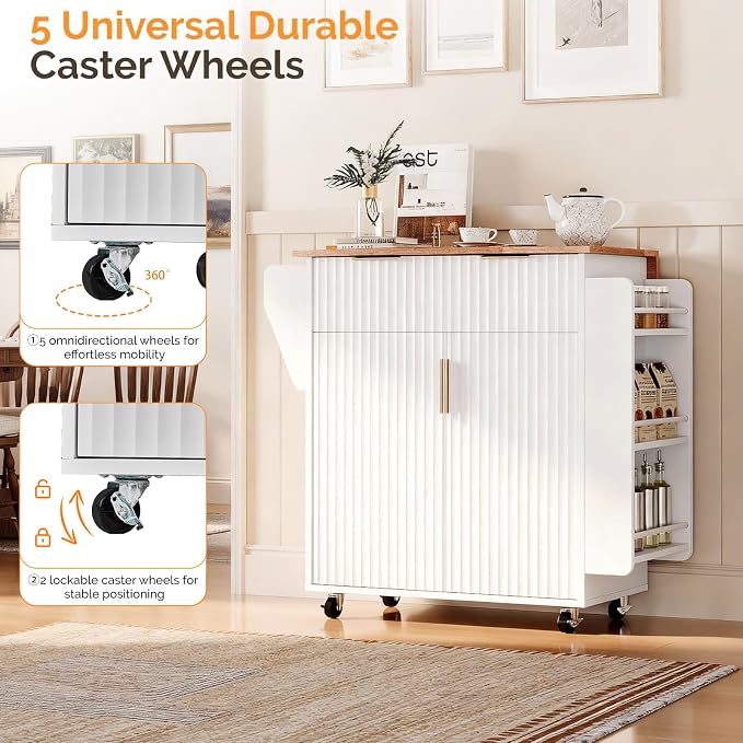 VINGLI Kitchen Cart on Wheels - Image 5