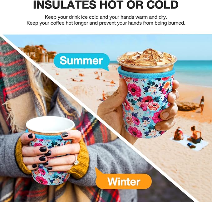 3 Pack Iced Coffee Cup Sleeve for Large Sized Cups, Reusable Neoprene Iced - Image 4
