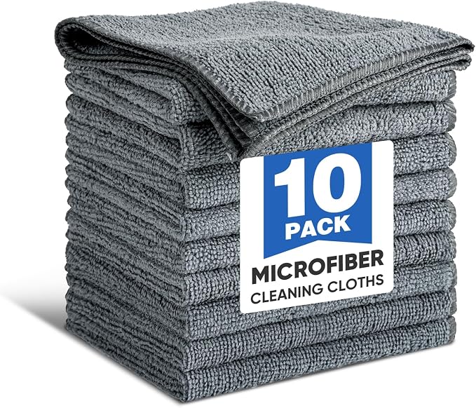 TEAWOO 10 PCS Grey Microfiber Cleaning Cloths, Highly Absorbent Microfiber by TEAWOO