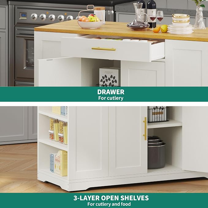 YITAHOME 53 inch Large Rolling Kitchen Island - Image 5