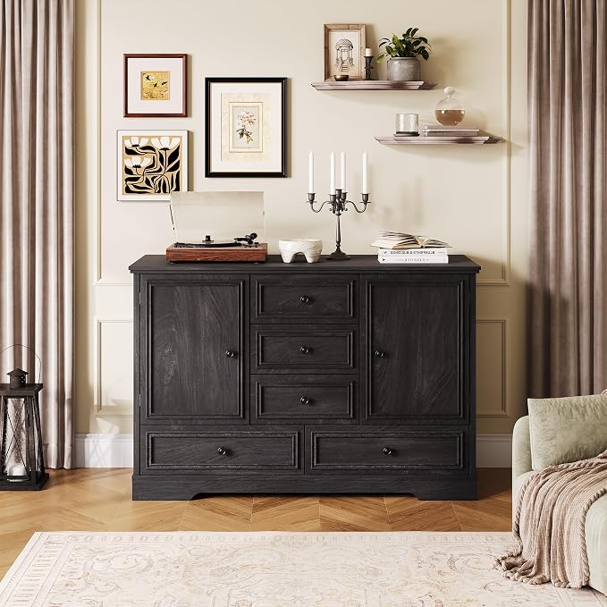 GarveeHome 47" Farmhouse Sideboard Buffet Cabinet, Sideboard Storage credenza - Image 4