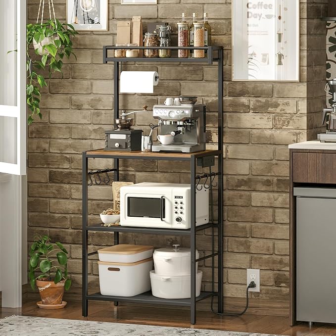 MAHANCRIS Bakers Rack with Storage, Microwave Stand with Paper Holder, Bakers - Image 7
