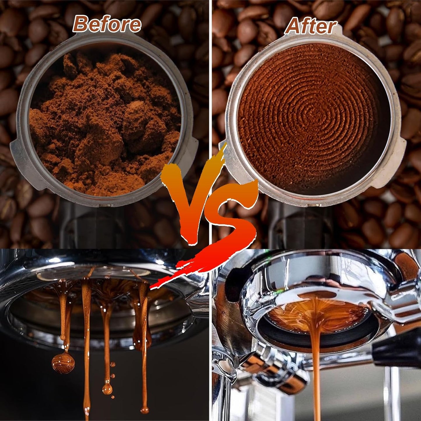 Yeelan 51mm Espresso Coffee Tamper, Calibrated Double Spring Loaded Coffee Tamper, Flat Stainless Steel Base Espresso Tools, Tamper for Espresso Machine, Espresso Accessories