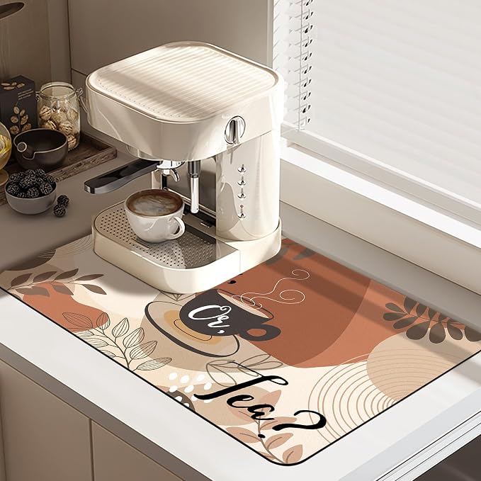 Geometric Wind Coffee Time Absorbent Bar Mat by Vehcimbev