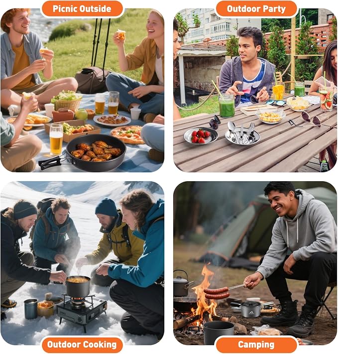 27pcs Camping Cooking set for 2-4 People, Portable Cookware Set - Image 7