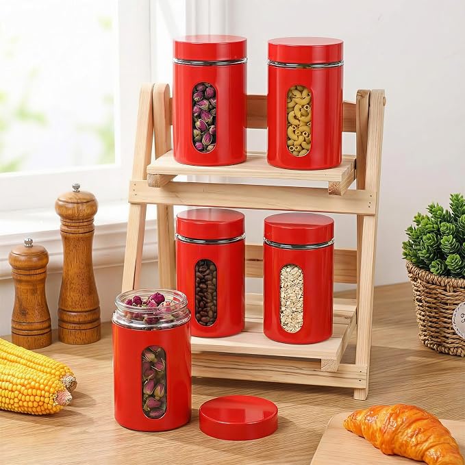 Patelai 6 Pack Kitchen Canisters Set 20 oz Airtight Stainless Steel Canister - Image 3