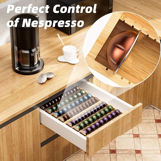 MinBoo Bamboo Coffee Pod Storage Holder Drawer Insert - Image 3