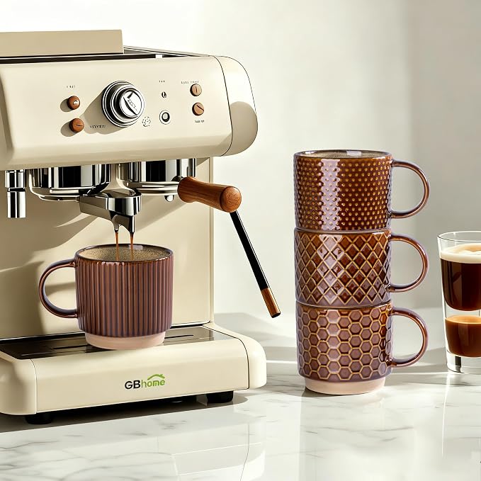 GBhome 12 OZ Stackable Coffee Mugs, Ceramic Coffee Cups - Image 5