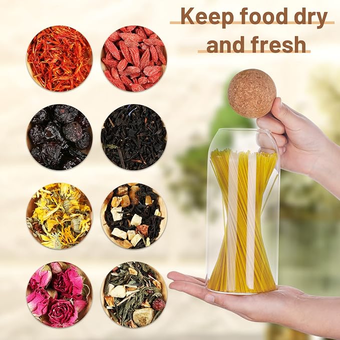 Cunhill 3 Pcs Glass Jar with Ball Cork Lid Decorative Round Bottle Sealed - Image 5
