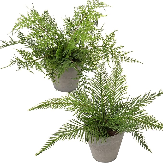 Briful 2PCS Fake Plants Potted Artificial Plants Greenery Faux Fern Eucalyptus by Briful