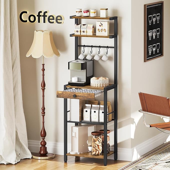 YATINEY Bakers Rack, 5-Tier Coffee Bar Station, Coffee Stand - Image 2