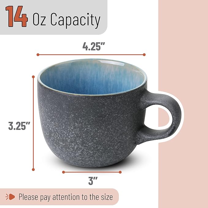 BTaT- Porcelain Coffee Mugs Set, 14 oz, 6 Pack, Ceramic Coffee Mugs, Matte - Image 3