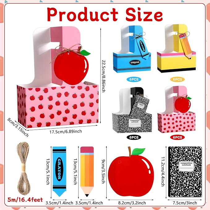 24 Set Teacher Appreciation Gifts Composition Pencil Apple Crayon 2 Cup Drink - Image 2