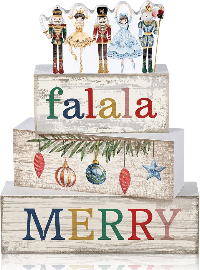 Lineshading 4 Pcs Christmas Table Decorations Wooden Nutcracker Fairy Ballet by Lineshading