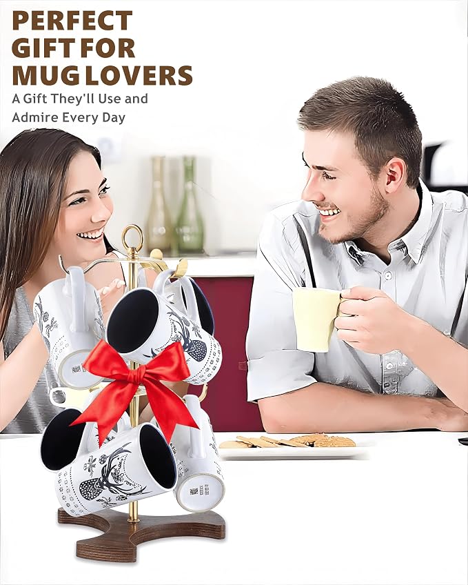 Gold Mug Holder Tree for Countertop | 2-Tier Coffee Mug Rack Holds 6 Large Mugs - Image 9