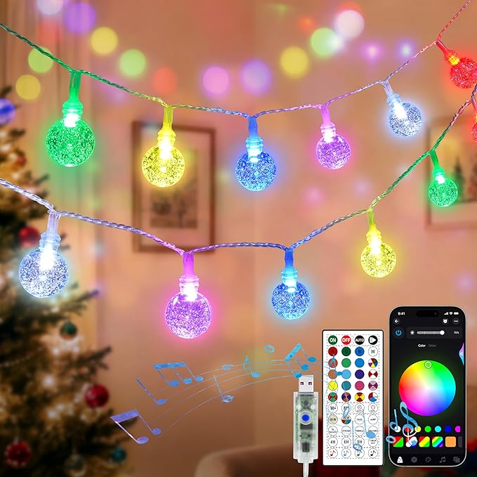 OMIKA Smart Color Changing String Lights USB Powered, 33FT 60LED APP Control by OmikaStarryEver