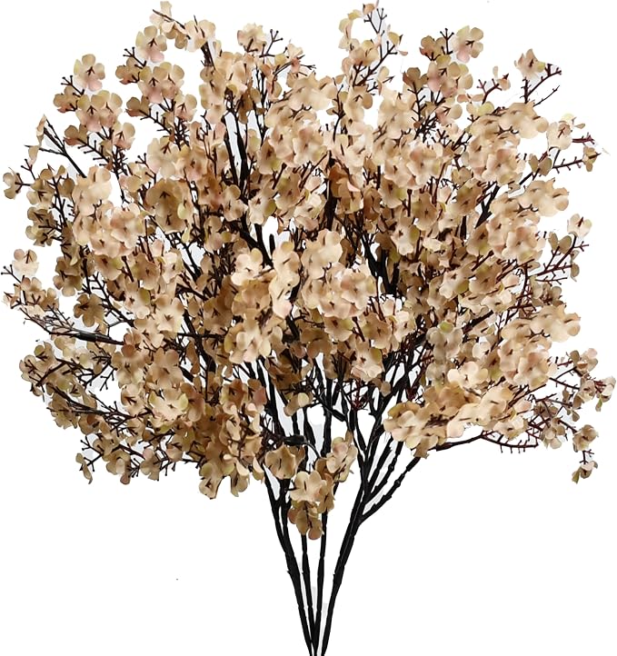 Mandy's 6 Bundles Artificial Light Brown Baby’s Breath Flowers | 18.5 Inch Silk by Mandys