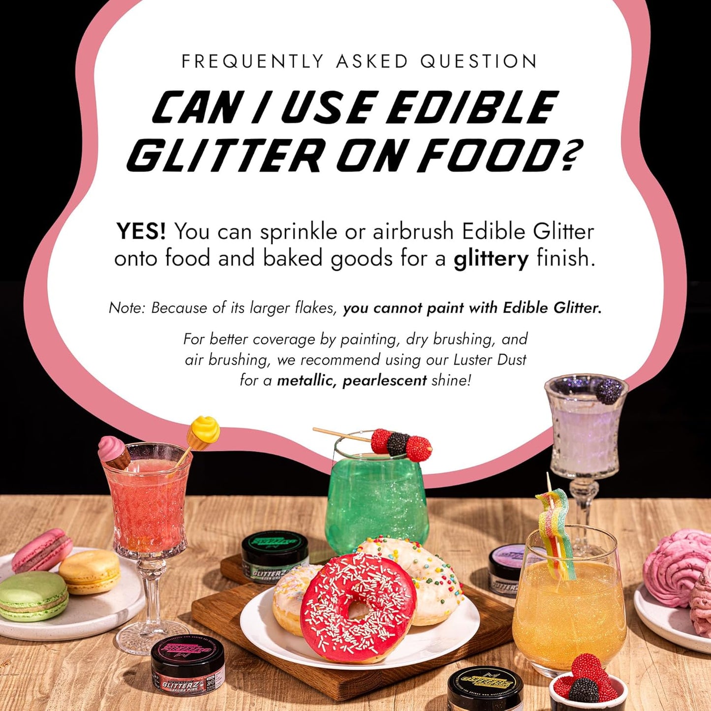 MONÉGASQUE Baby Pink Edible Glitter for Drinks 10g – Pink Edible Glitter for Cakes & Cocktails – Halloween Drink Shimmer Powder – Cocktail Sparkles for Drinks – Food & Cake Decorations Spray Sprinkles