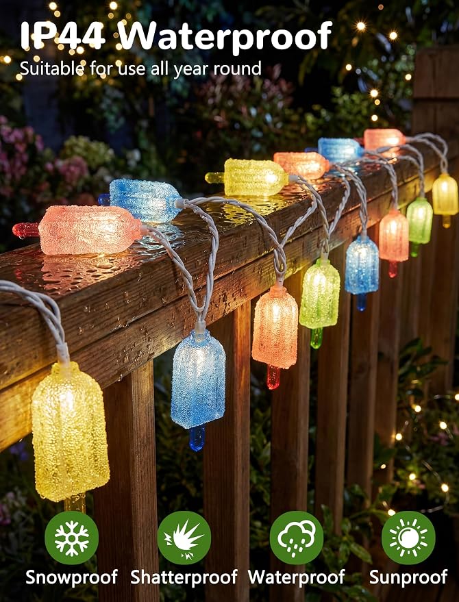 10 LED Popsicle String Lights, Indoor Outdoor Plug in Fairy Lights - Image 2