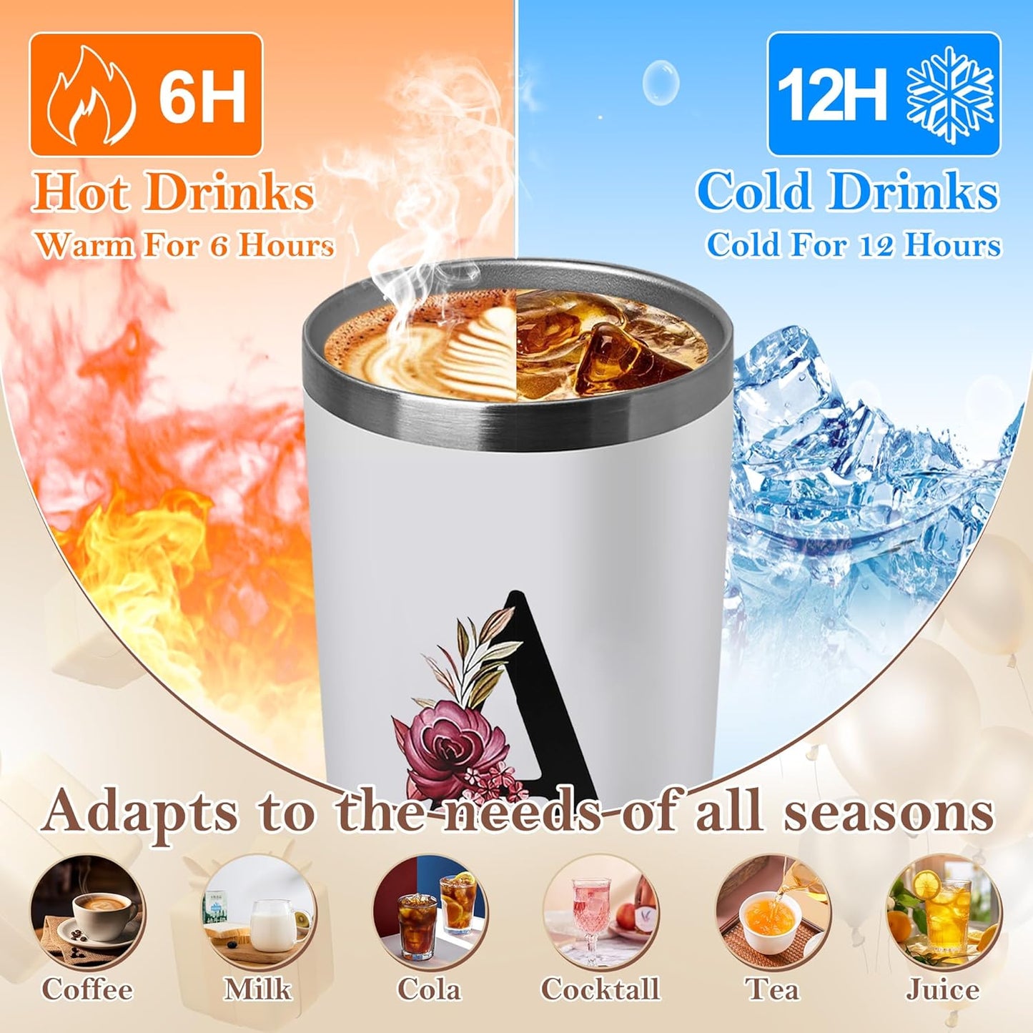 20 Oz Initial Insulated Coffee Cup with Lid Car Tumbler Travel Mug Girlfriend Gf Future Mrs Her Women Boyfriend 1 Year Anniversary Cute Romantic Christmas Xmas First Valentines I Love You More Gifts