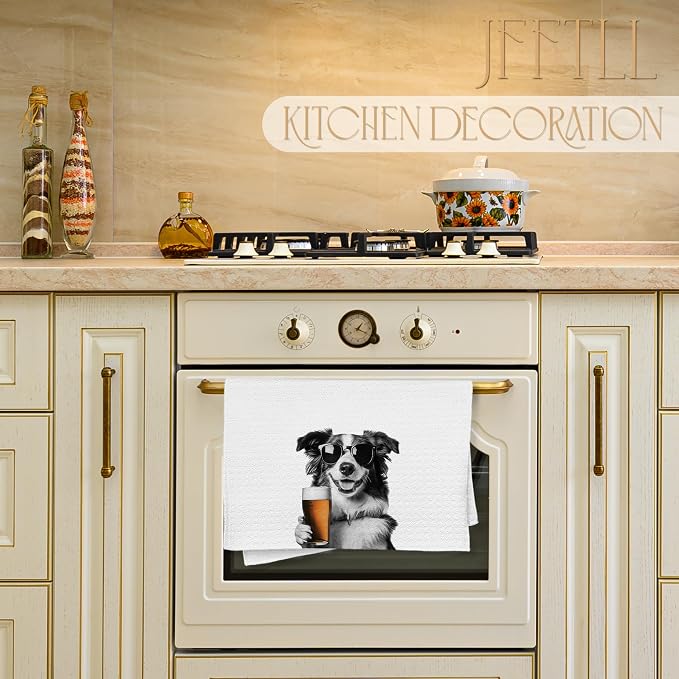 Funny Collie Beer Kitchen Towels, Collie Gifts Dish Tea Towels - Image 3