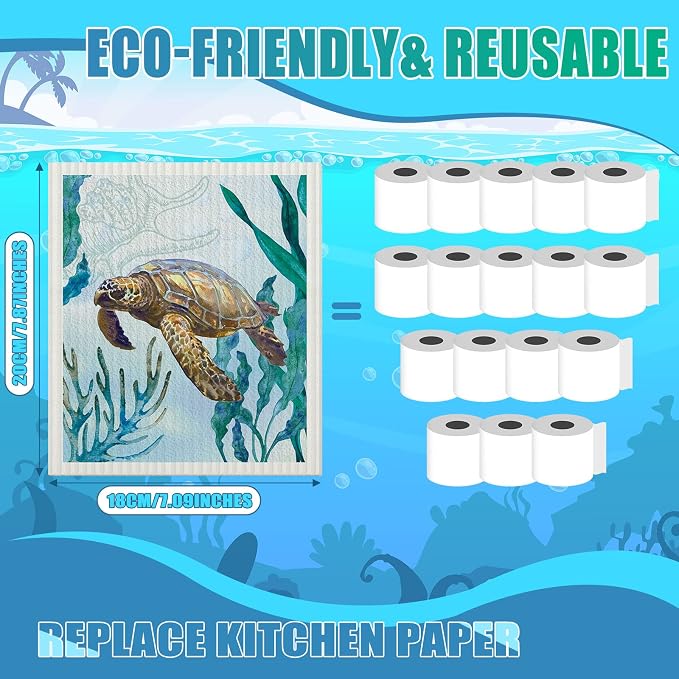 Remagr 6 Pcs Swedish Kitchen Dish Towels Kitchen Cloths Reusable Sponge - Image 2