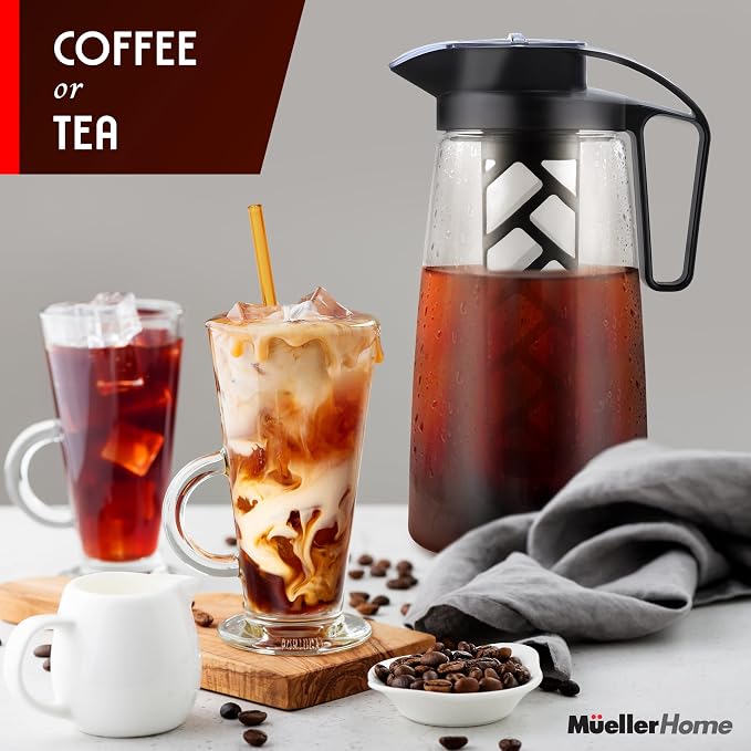 Cold Brew Coffee Maker, 64 oz Tritan Fortified Pitcher, Pour Spout Handle Lid - Image 6