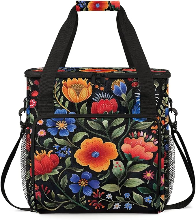 Boho Flower Coffee Maker Carring Bag, Large Insulated Storage Organizer Case by Home