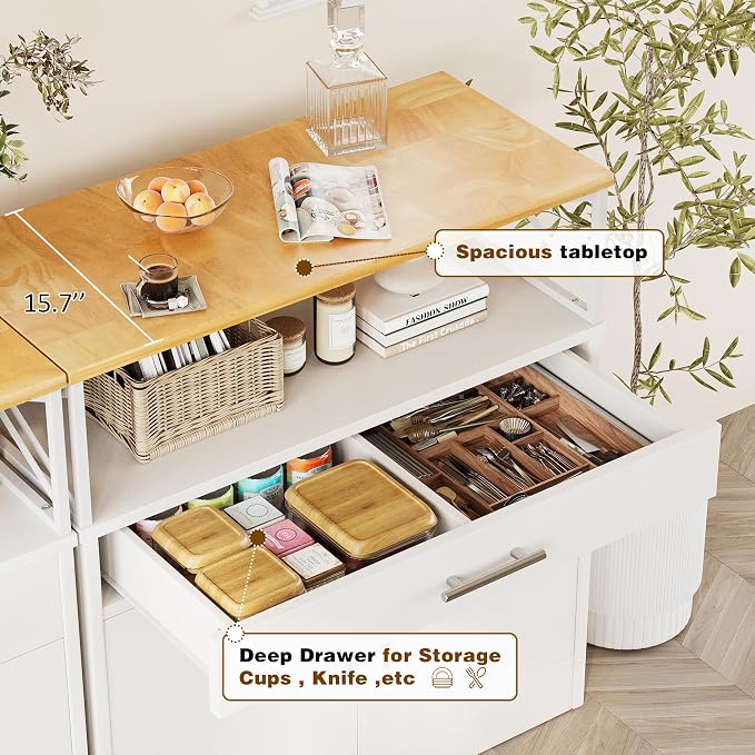 Vongrasig Coffee Bar Cabinet, Farmhouse Kitchen Storage Cabinet - Image 6