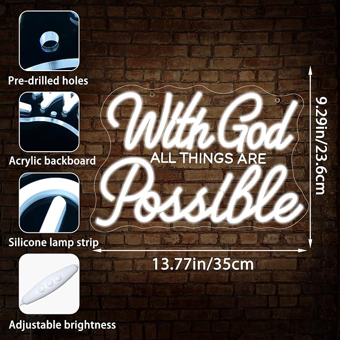With God All Things Are Possible Neon Sign - Image 3