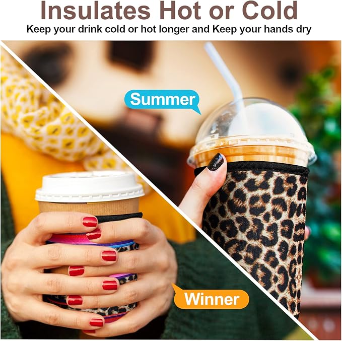 Irenare 36 Pack Reusable Assorted Sizes Iced Coffee Sleeves Neoprene Insulator - Image 5