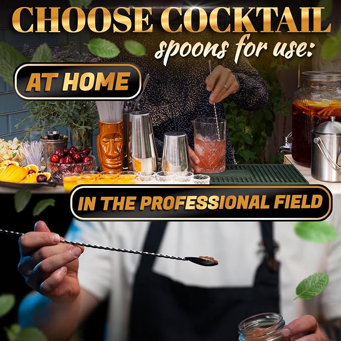 8 Pcs Bar Spoons Set – 12" Long Handle Drink Stirrer - Image 5