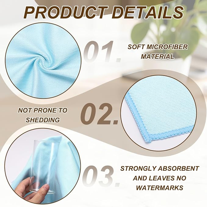 uxcell 2Pcs Glass Polishing Cloth, 11.8x11.8 Microfiber Cleaning Cloths Lint & - Image 3